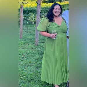 Abercrombie & Fitch Lime Green Pleated Maxi Dress